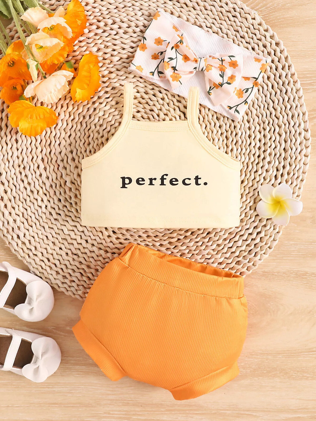 Letter Cami and Shorts Set in Light Yellow, product view 2