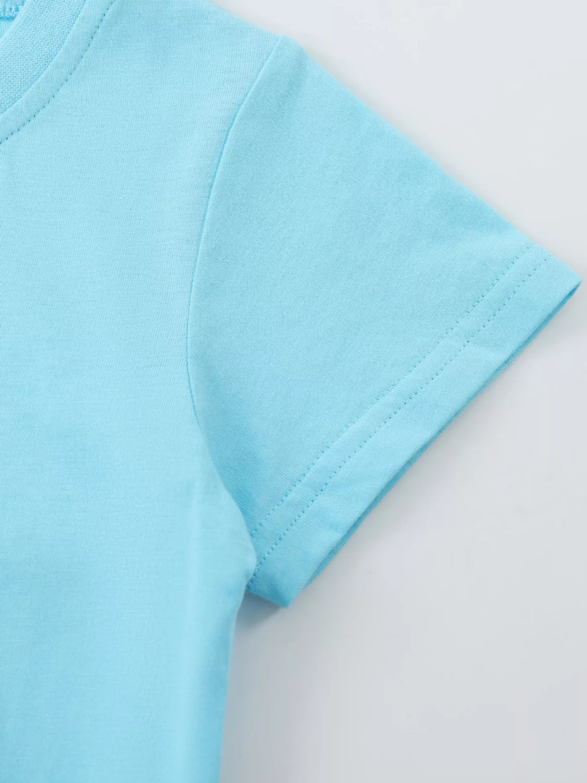 Fairy and Flower Embroidered Short Sleeve T-Shirt in Lake Blue, product view 5