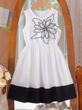 Sequin Flower Sleeveless Dress in White, product view 1