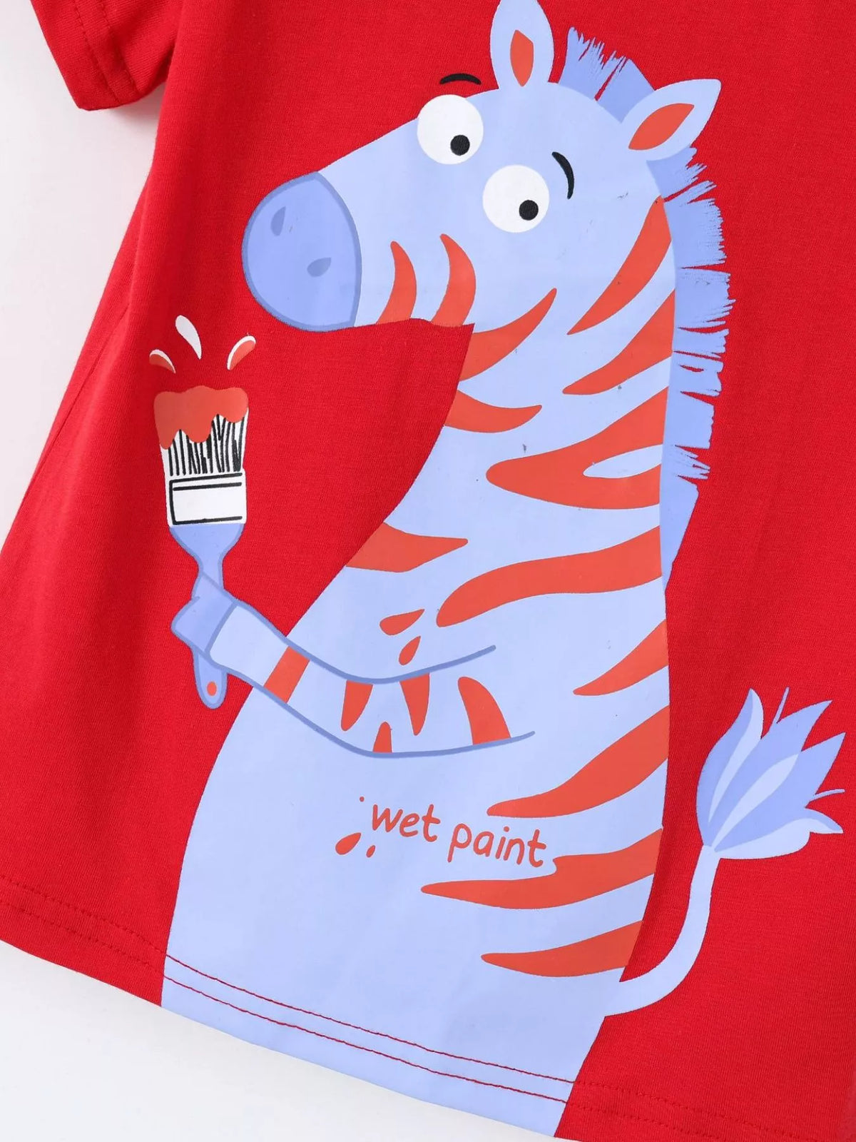 Zebra Round Neck T-Shirt in Red, product view 4