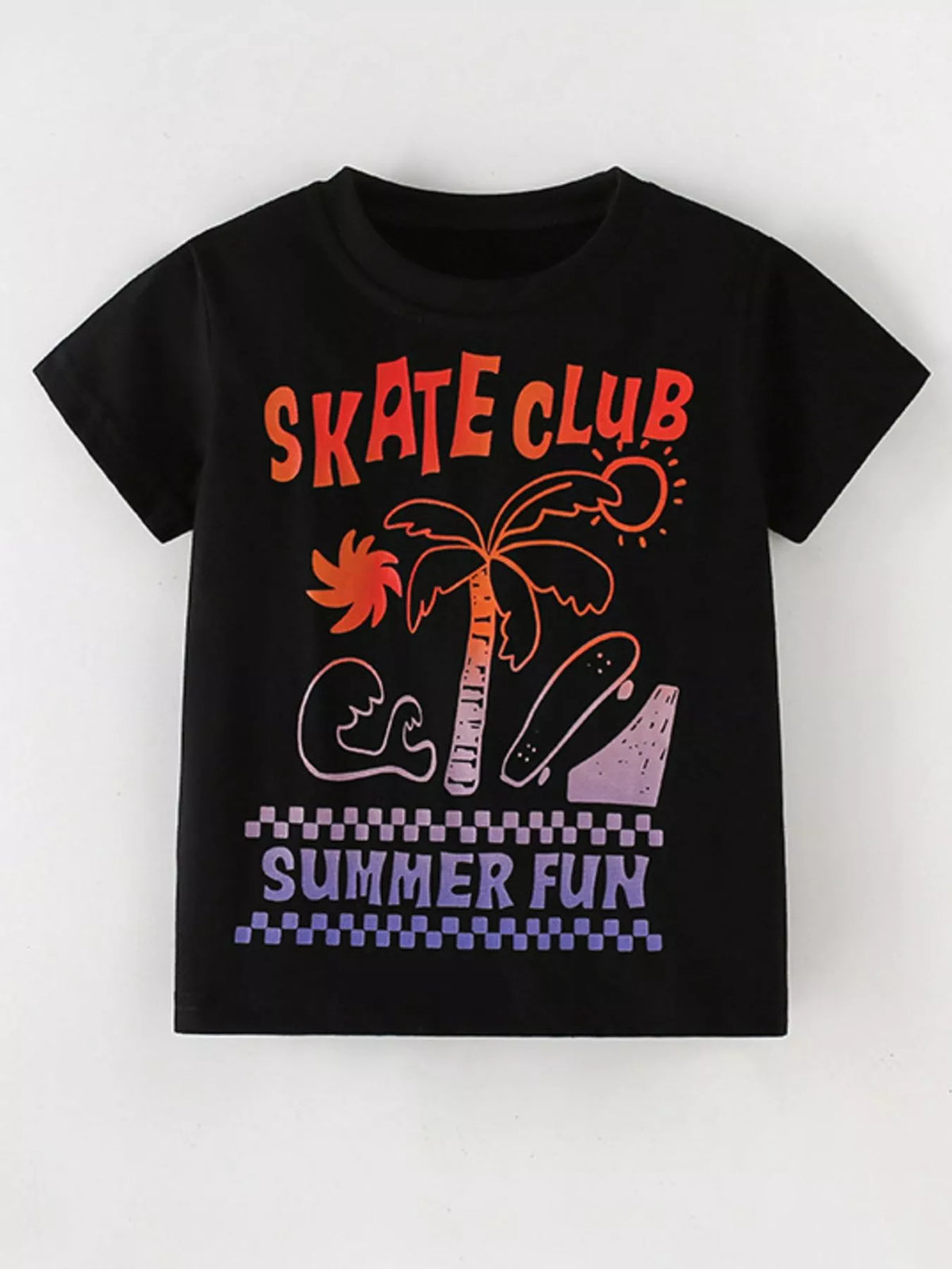 Graphic Round Neck T-Shirt in Black, product view 2