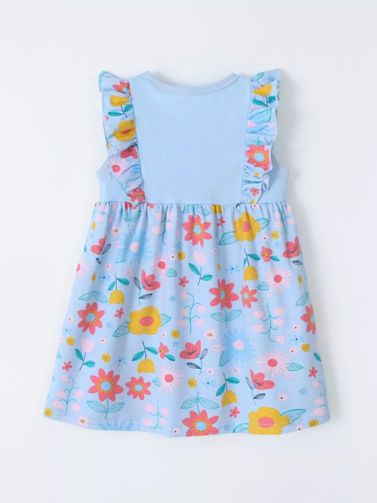 Ruffled Floral Print Dress in Lake Blue, product view 5
