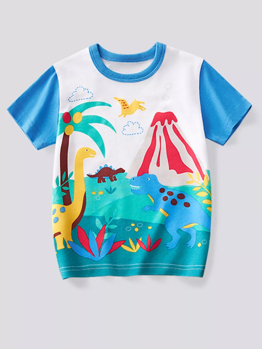 Dinosaur Print Short Sleeve T-Shirt in White, product view 1
