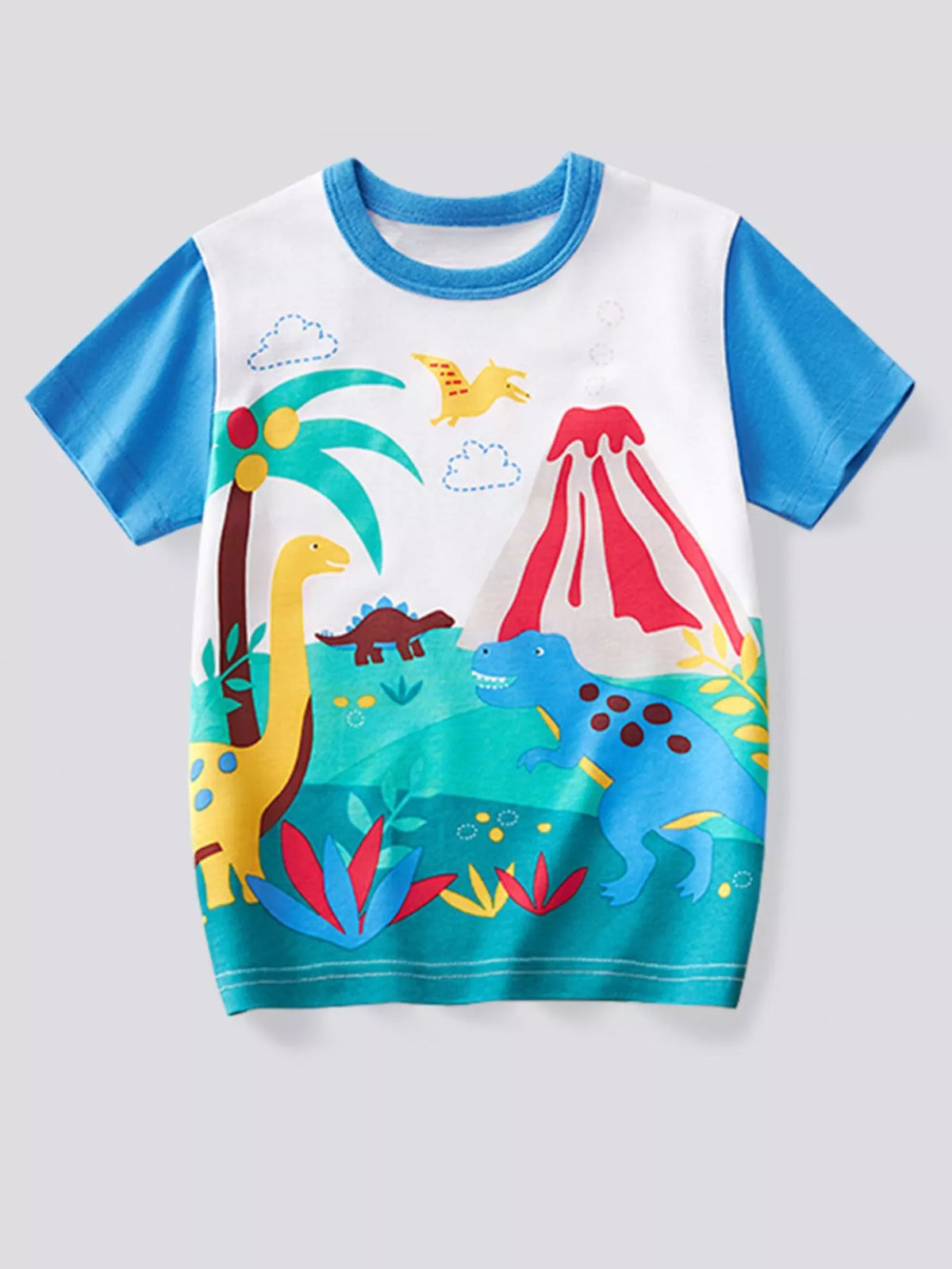 Dinosaur Print Short Sleeve T-Shirt in White, product view 1