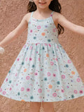 Floral Print Spaghetti Strap A-Line Dress in Sky Blue, product view 1