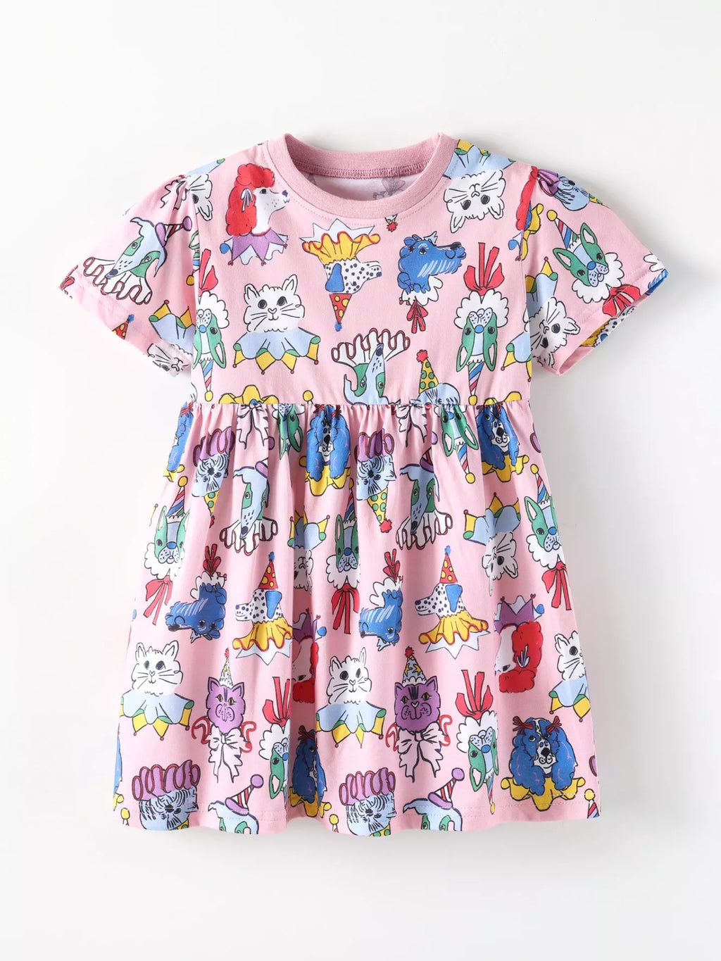 Cartoon Print Short Sleeve Dress in Pink, product view 2