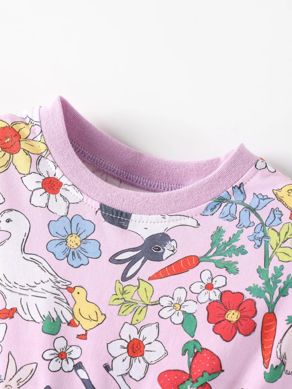 Printed Round Neck Dress in Pink, product view 3