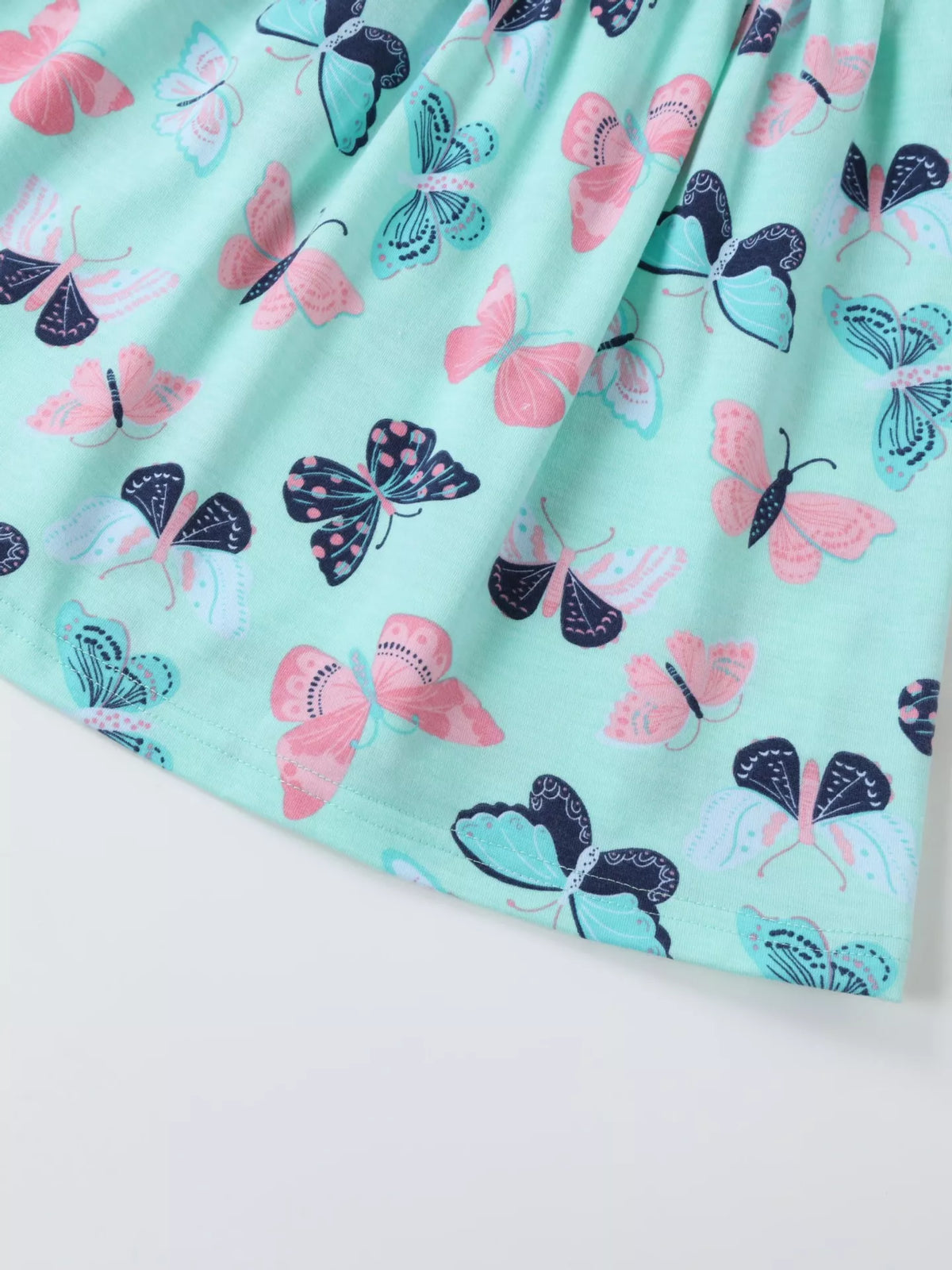 Butterfly Print Ruffle Sleeve Dress in Lake Blue, product view 3