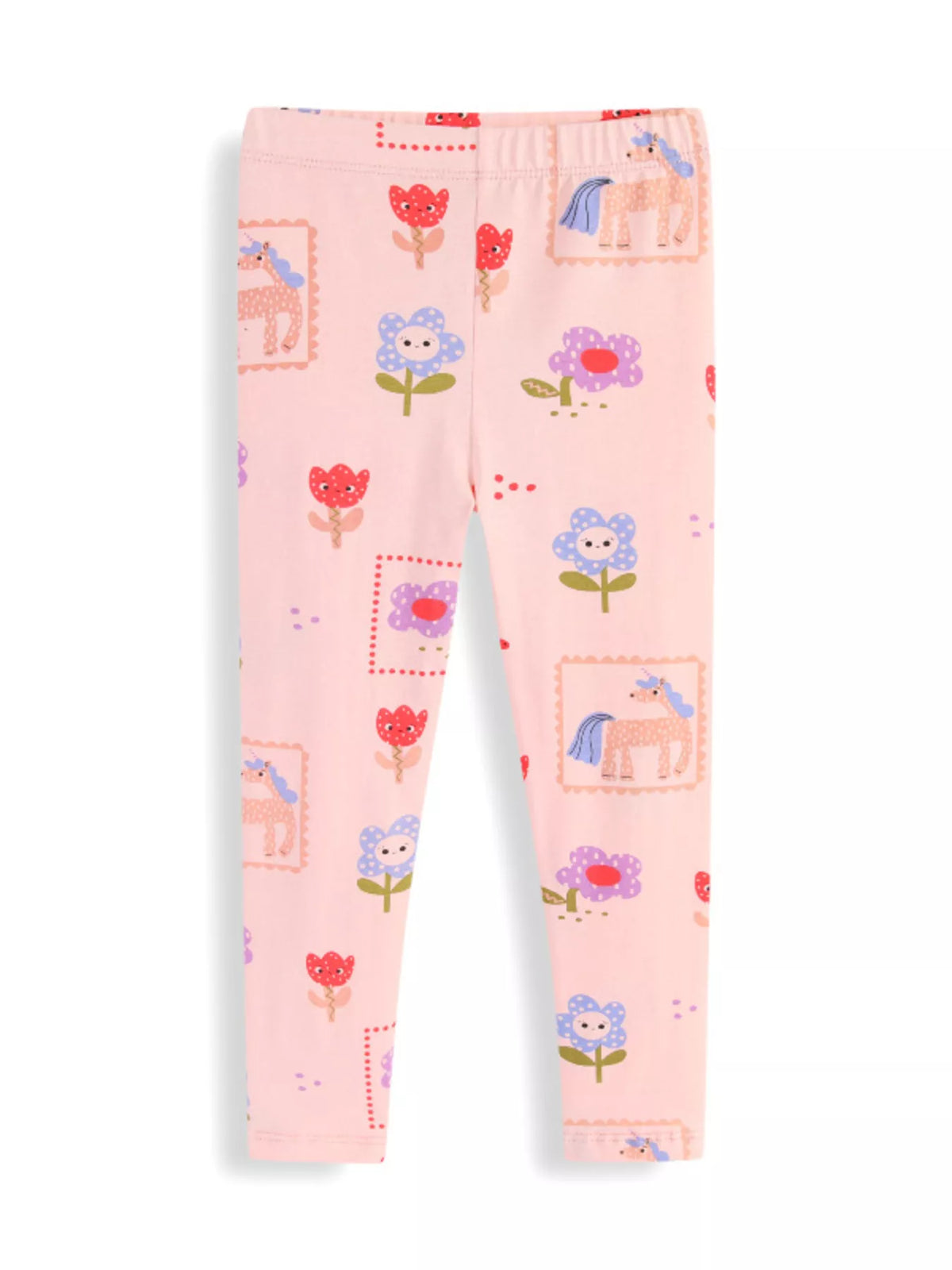 Unicorn & Floral Print Leggings in Dusty Pink, product view 2