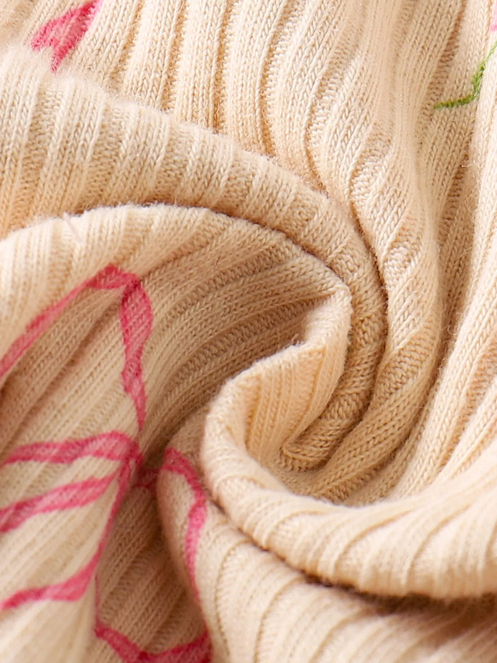 Bow Ribbed Knit Top and Shorts Set in Apricot, product view 6
