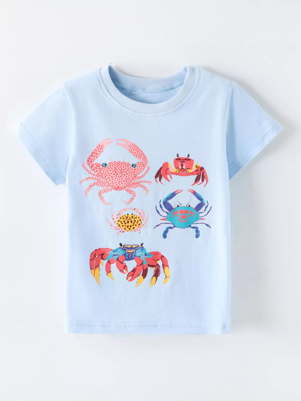 Crab Round Neck T-Shirt in Light Blue, product view 2