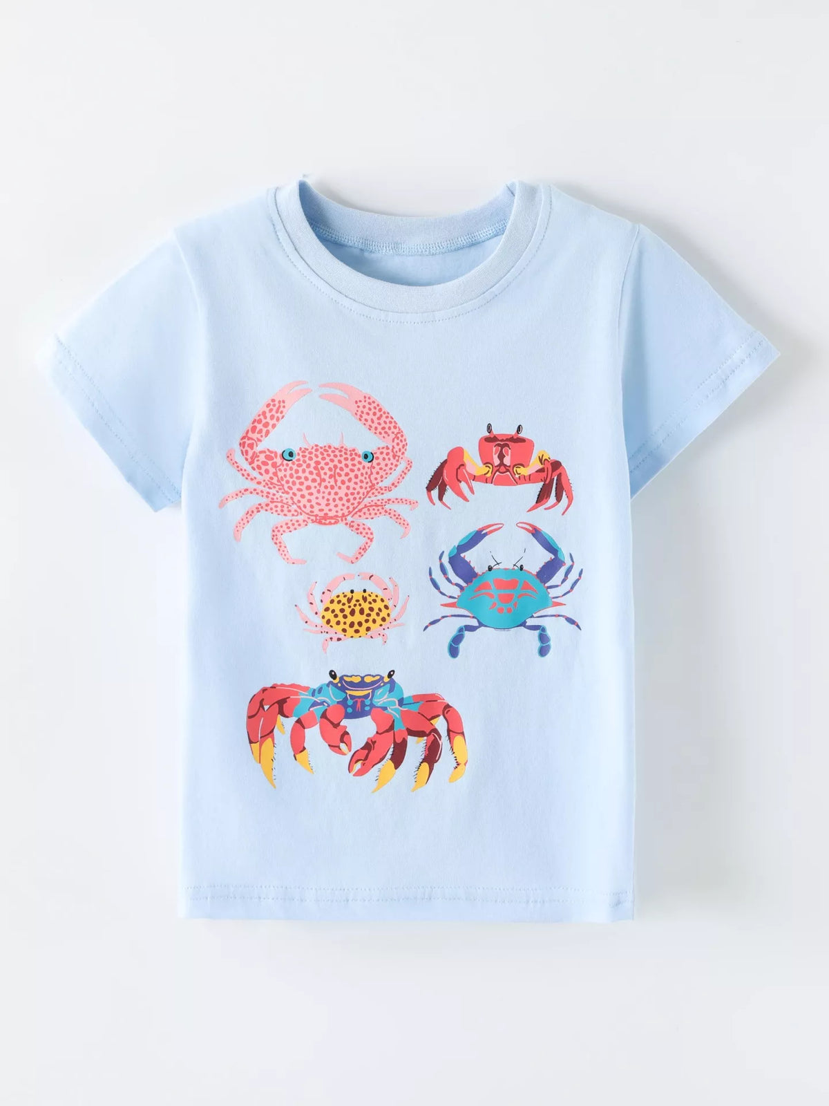 Crab Round Neck T-Shirt in Light Blue, product view 2