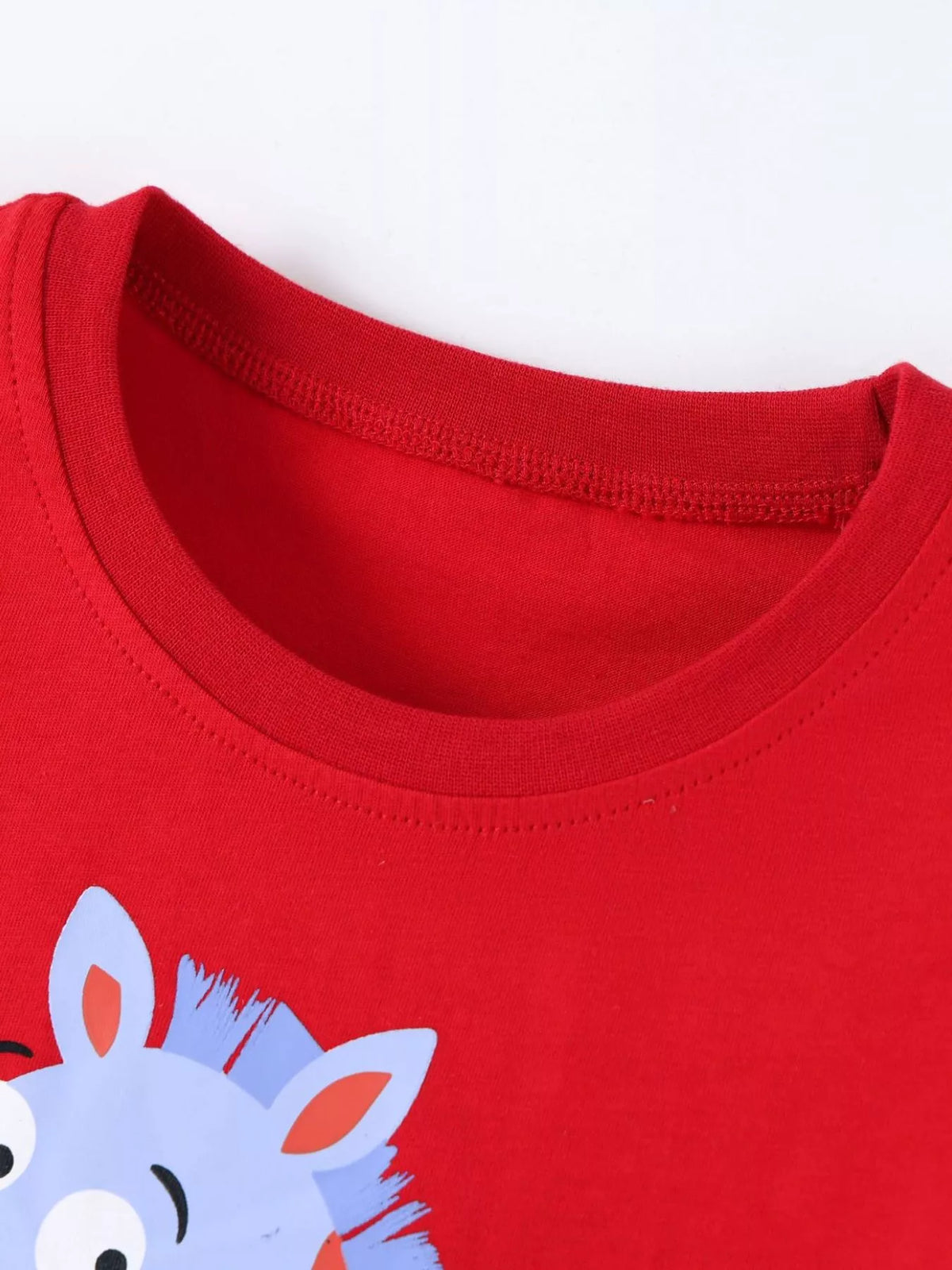 Zebra Round Neck T-Shirt in Red, product view 3