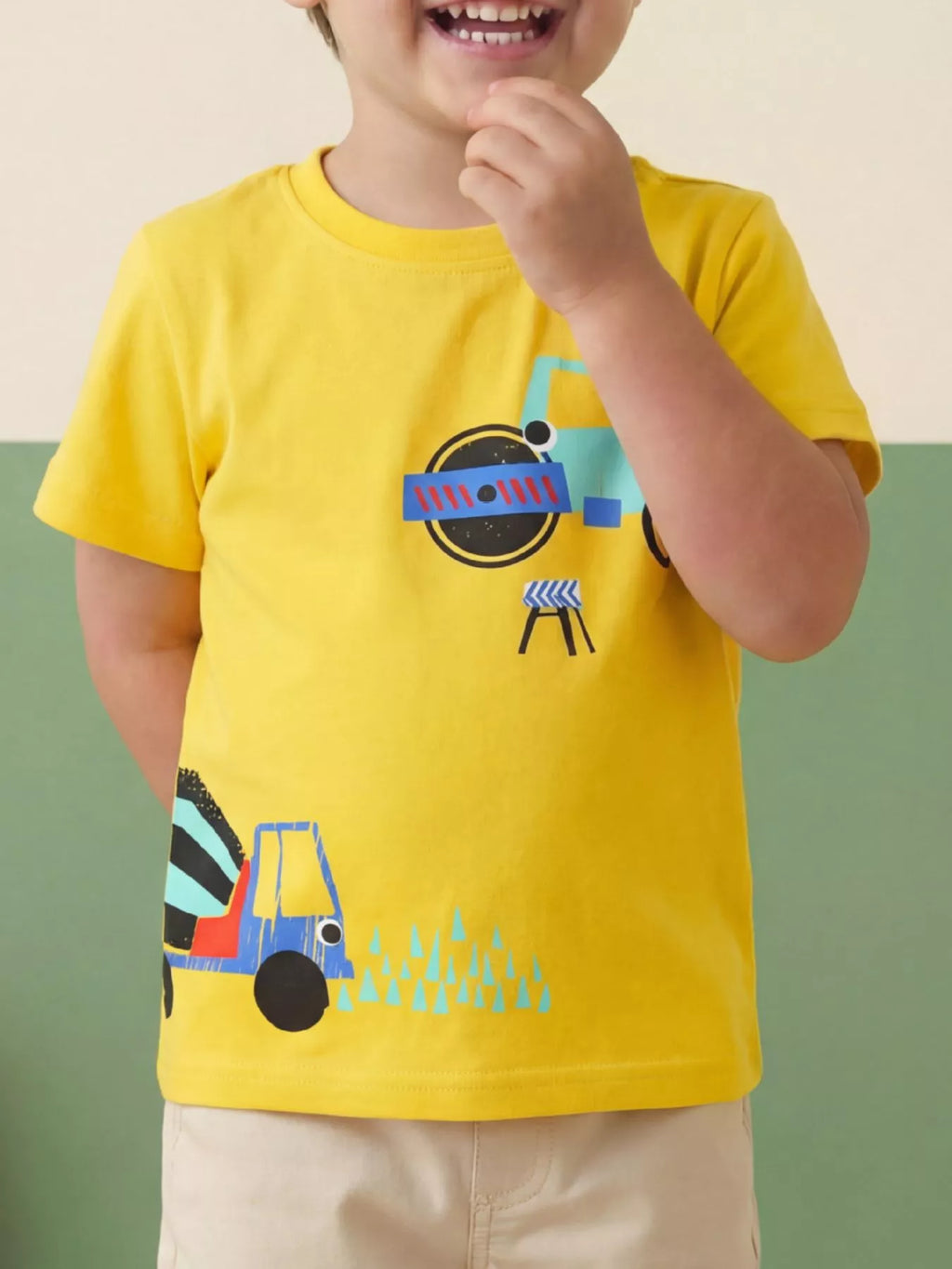 Construction Truck Graphic Short Sleeve T-Shirt in Yellow, product view 1