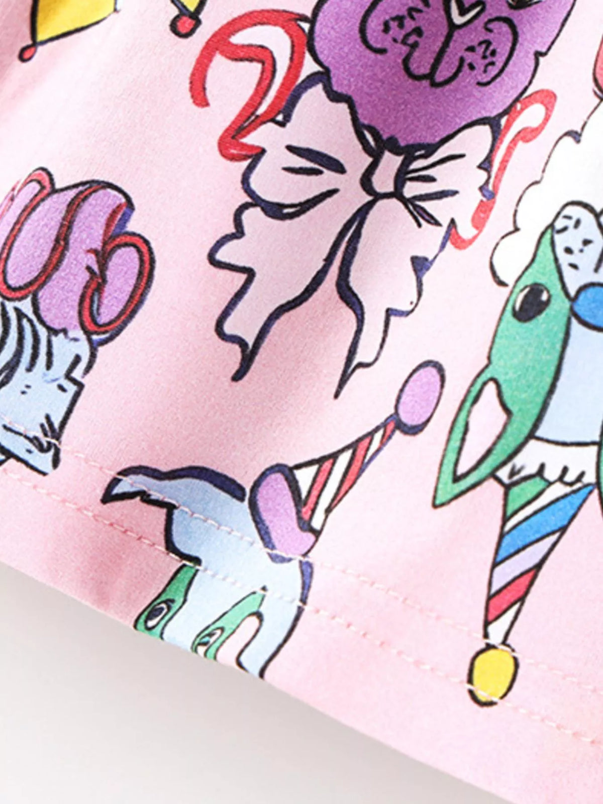 Cartoon Print Short Sleeve Dress in Pink, product view 5