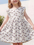 Rainbow Print Ruffle Sleeve Dress in Grandma Gray, product view 1