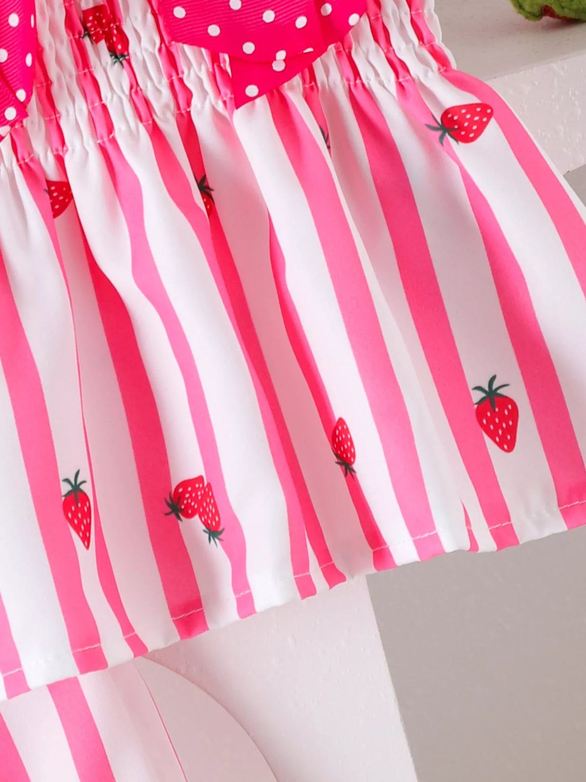 Bow Ruffled Striped Top and Shorts Set in Pink, product view 6