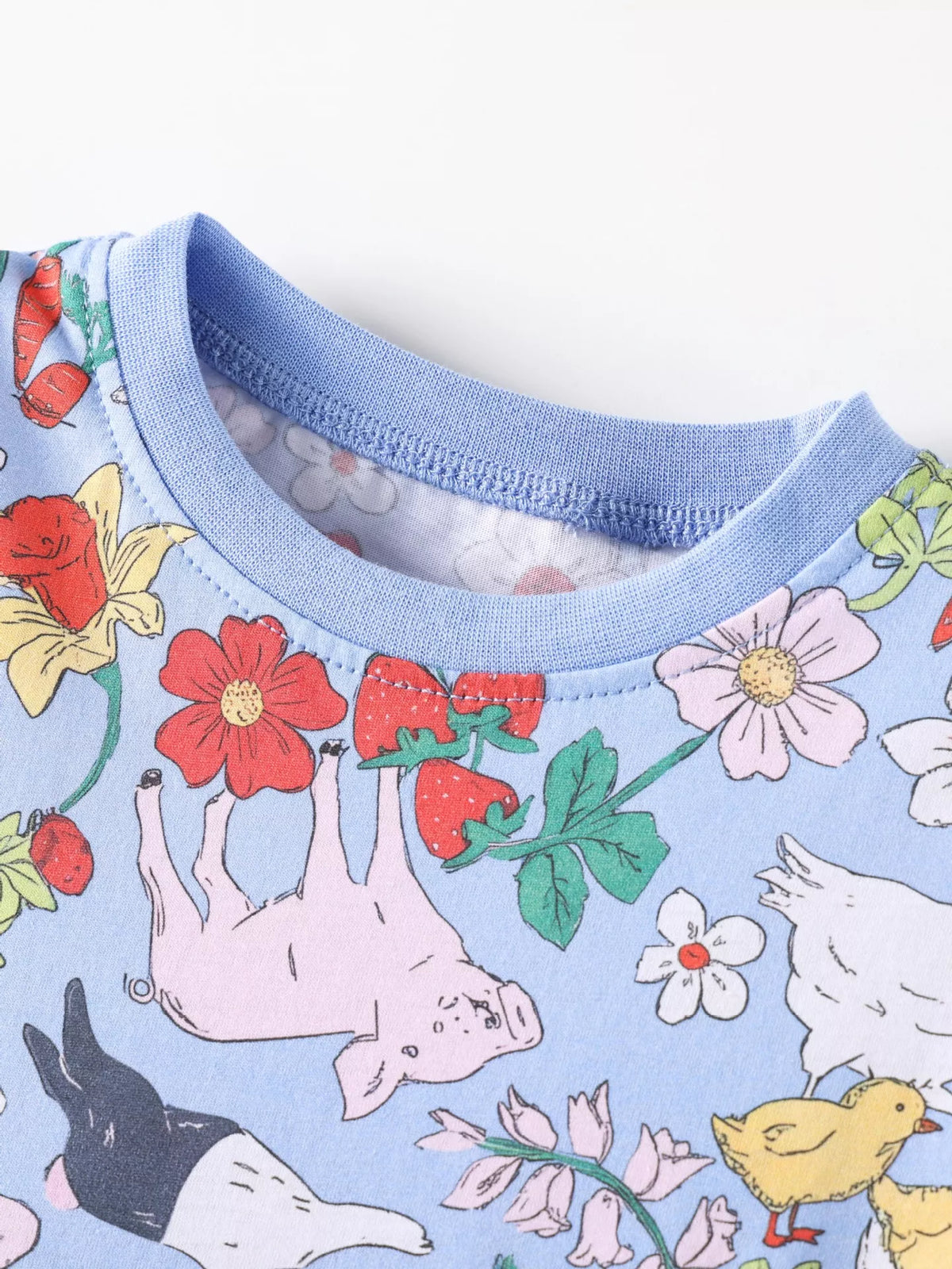 Farm Animal Print Dress in Light Blue, product view 3