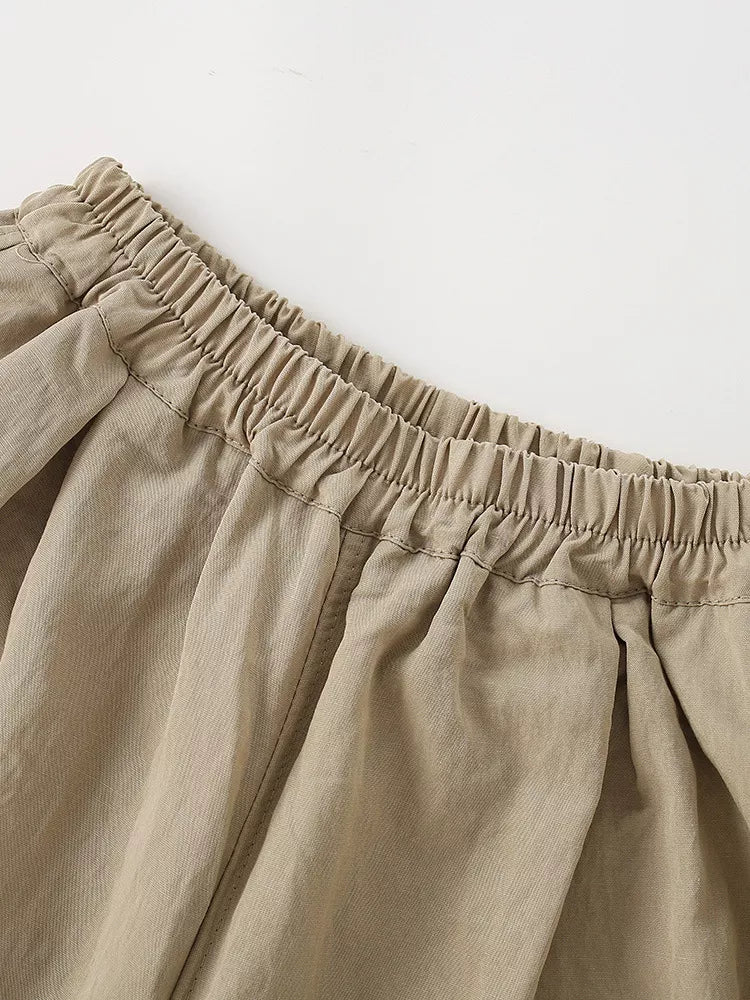 Casual Elastic Waist Capris in Camel, product view 3