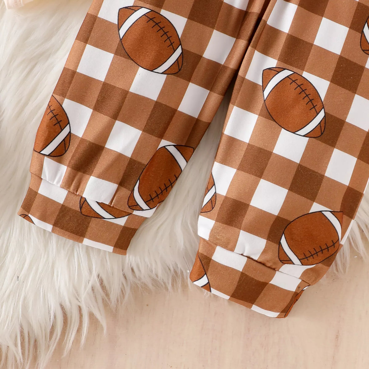 My First Football Season Bodysuit and Pants Set with Hat in Apricot, product view 4
