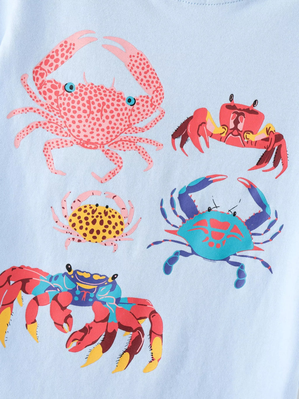 Crab Round Neck T-Shirt in Light Blue, product view 4