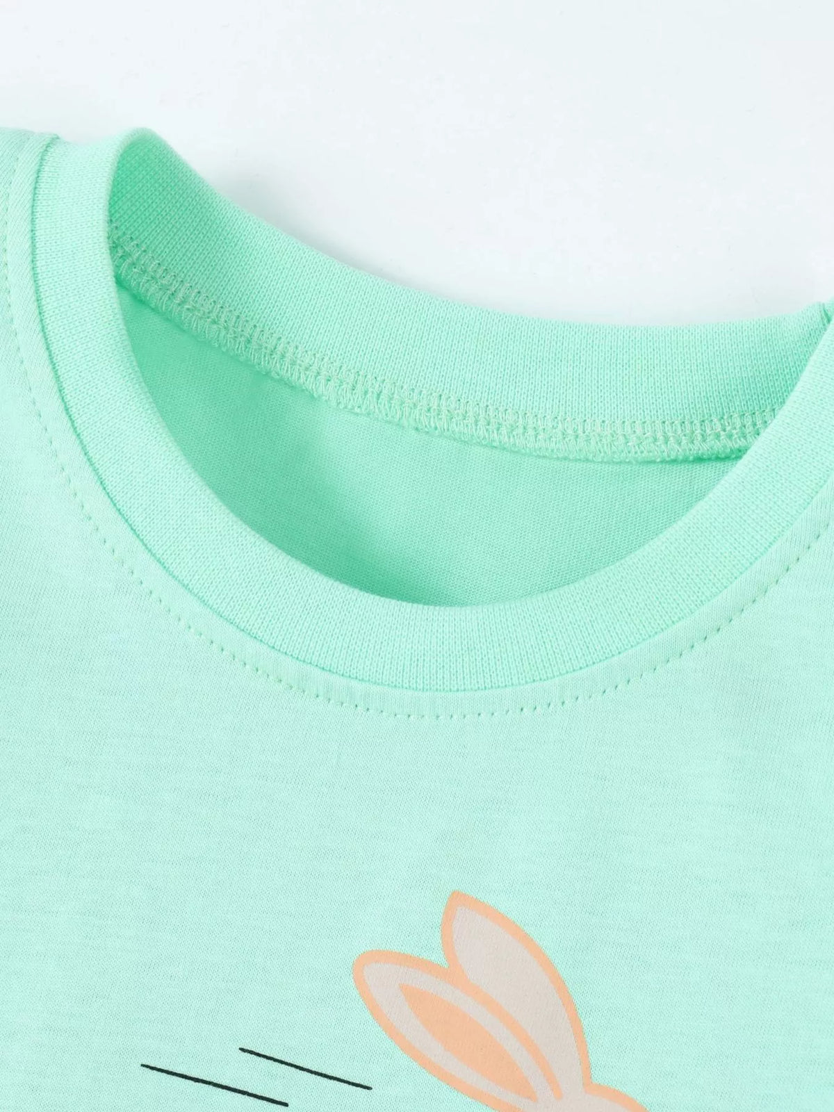 Snail and Bunny Race Graphic Short Sleeve T-Shirt in Green, product view 3