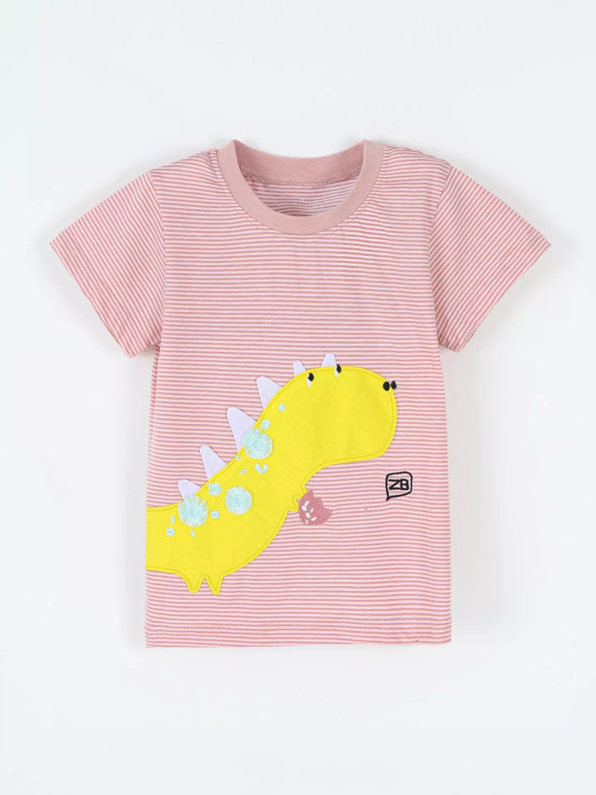 Striped Dinosaur Short Sleeve Tee in Orange, product view 2
