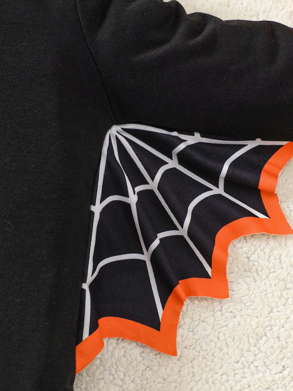 Halloween 'Fab-Boo-Lous' Bat Wing Long Sleeve Top and Tulle Skirt Set in Black, product view 5