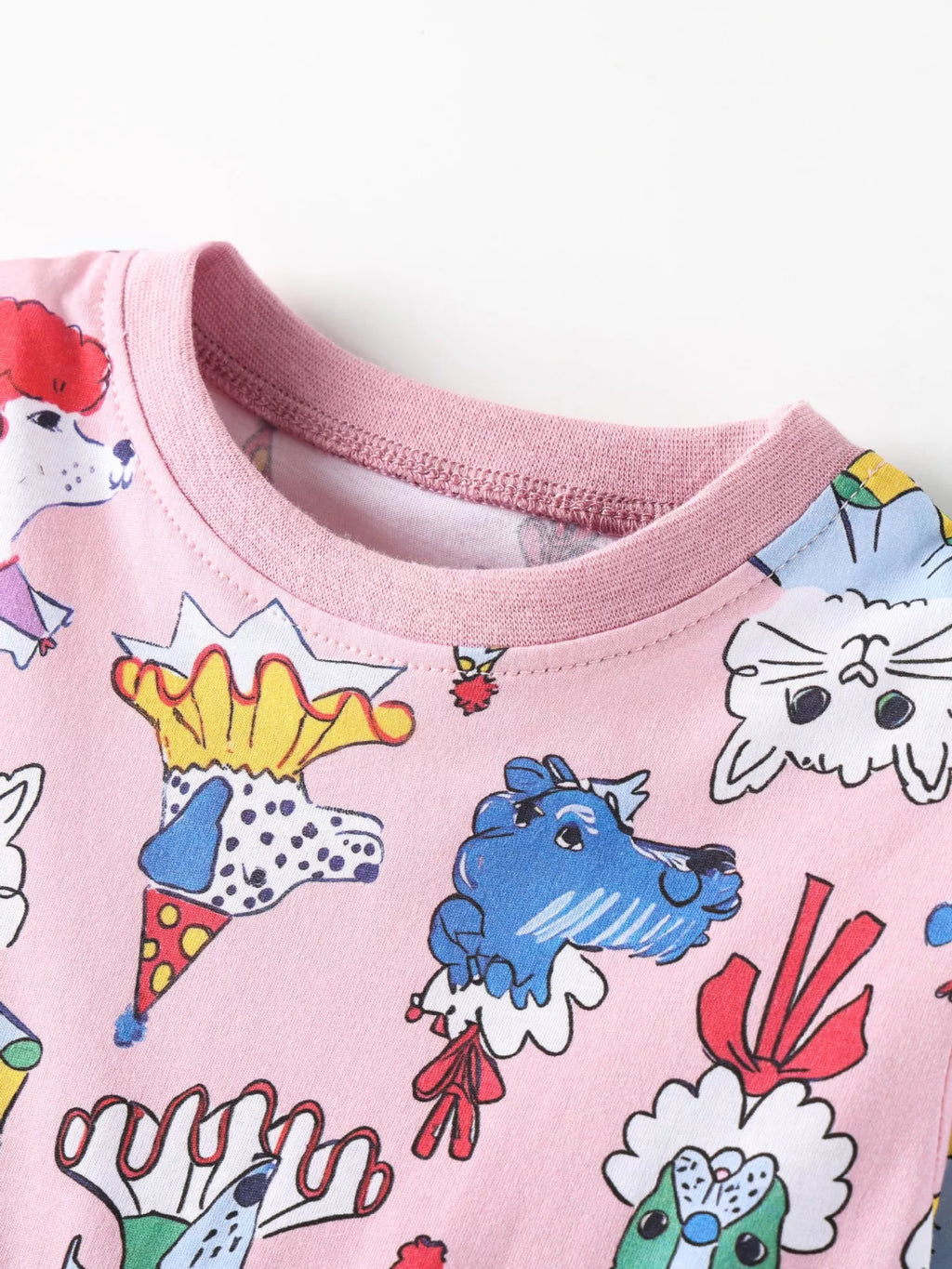 Cartoon Print Short Sleeve Dress in Pink, product view 3