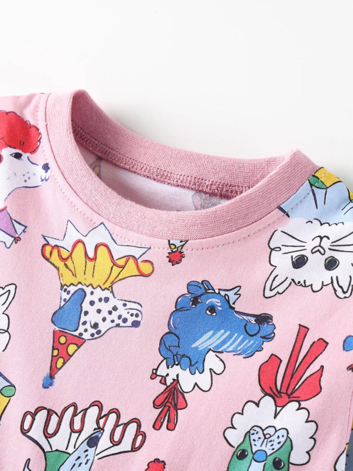 Cartoon Print Short Sleeve Dress in Pink, product view 3