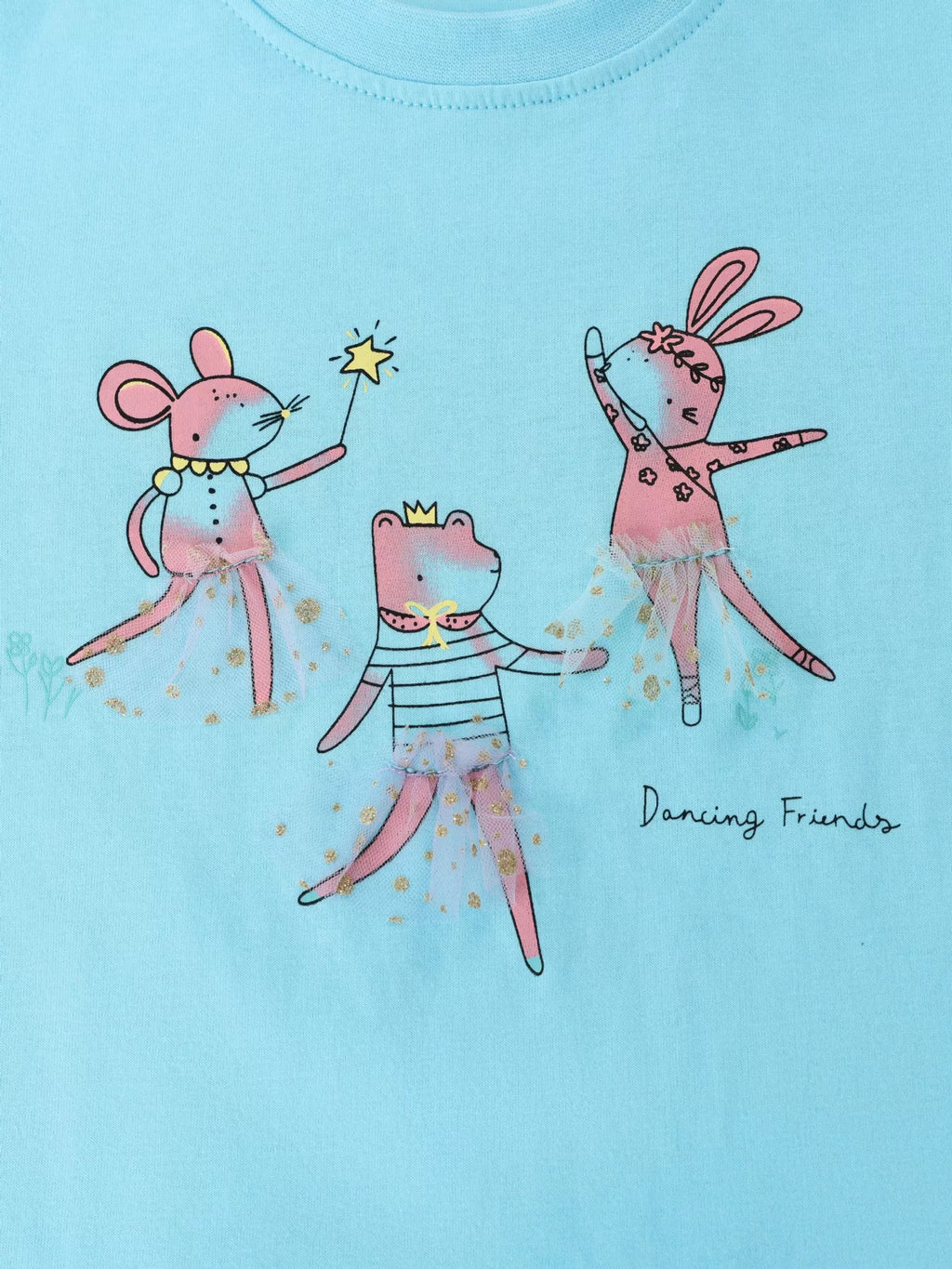 Dancing Friends Graphic T-Shirt in Lake Blue, product view 4